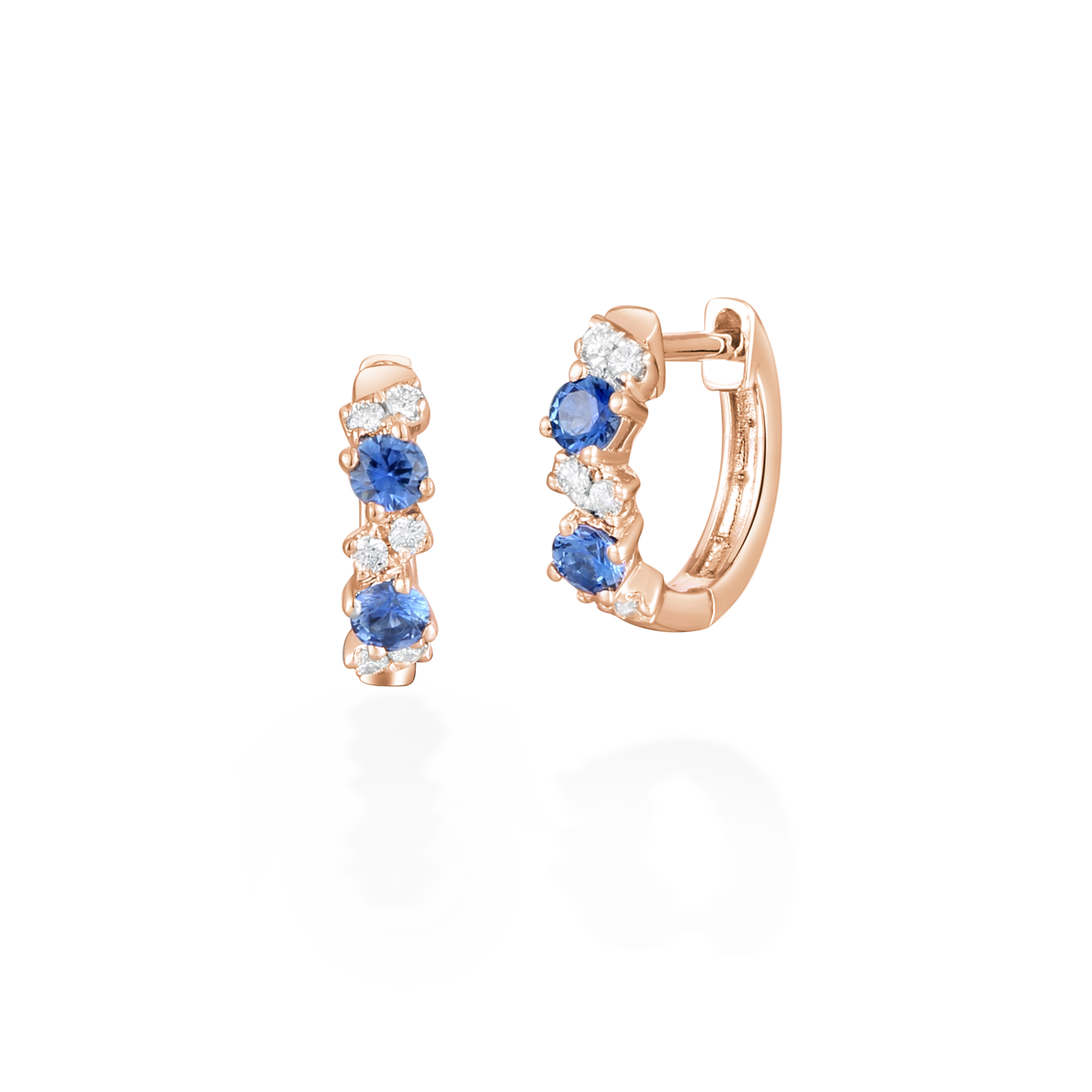 Blue sapphire diamond huggies
